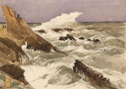 T. Dobson - Late 19th Century Watercolour, Seashore in France