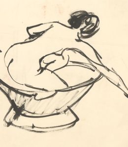 Peter Collins ARCA - c.1970s India Ink, Bathing Nude