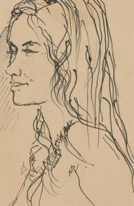 Peter Collins ARCA - c.1970s Pen Drawing, Portrait of a Nude Woman