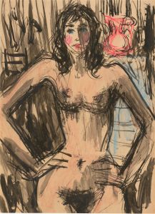 Peter Collins ARCA - c.1970s Watercolour, Interior with Female Nude