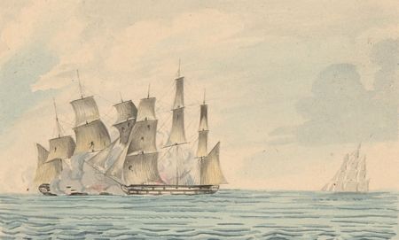 Miniature Early 19th Century Watercolour - President & Essex Frigate