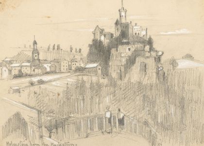 T. Dobson - Late 19th Century Graphite Drawing, Hohnstein Castle