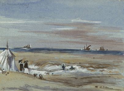 T. Dobson - Late 19th Century Watercolour, Beach Scene