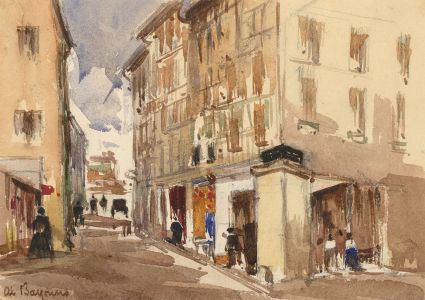 T. Dobson - Late 19th Century Watercolour, Town Scene in France