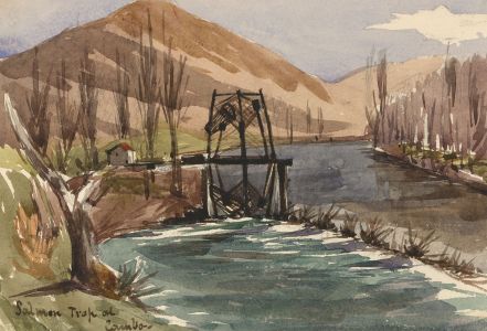 T. Dobson - Late 19th Century Watercolour, Salmon Trap at Cambo