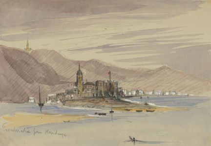 T. Dobson - Late 19th Century Watercolour, View from Hendaye, France