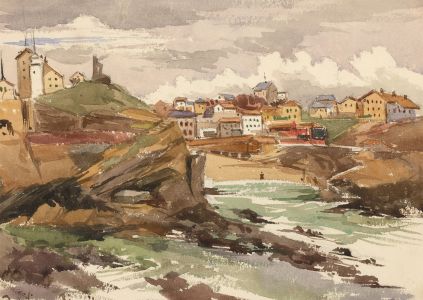 T. Dobson - Late 19th Century Watercolour, Port Vieux, Biarritz