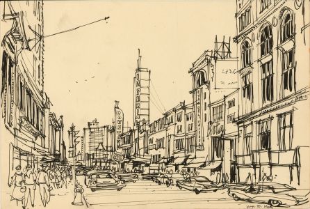 Paul Sharp ARCA RWS - Pair of 20th Century Pen and Ink, New York Street Scenes