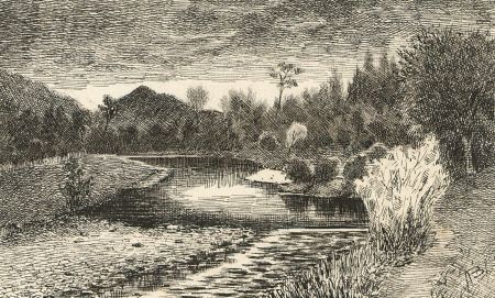 Alexander Blackwood - Late 19th Century Pen and Ink Drawing, River Landscape