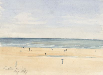 Alexander Blackwood - 1897 Watercolour, Figures on a Beach