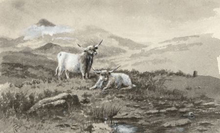 Alexander Blackwood - Late 19th Century Watercolour, Highland Cattle in the Snow