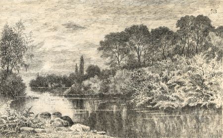 Alexander Blackwood - Late 19th Century Pen and Ink Drawing, River Landscape