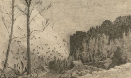 Alexander Blackwood - Late 19th Century Pen and Ink Drawing, Alpine Landscape
