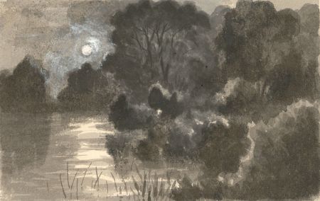 Alexander Blackwood - Late 19th Century Watercolour, Moonlit Landscape