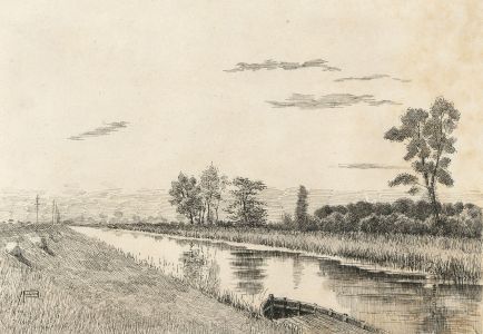 Alexander Blackwood - Late 19th Century Pen and Ink Drawing, River Landscape