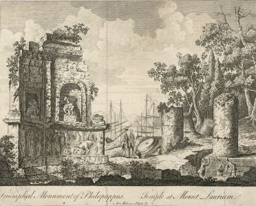 19th Century Etching - Temple at Mount Laurium
