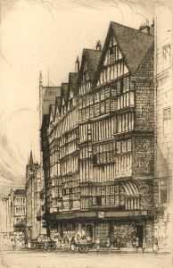 Edward Sharland (1884-1967) - Mid 20th Century Etching, Tudor Buildings, Holborn