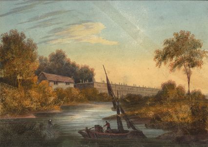19th Century Watercolour - Classical River Landscape
