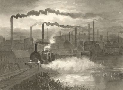 Alexander Blackwood - Late 19th Century Watercolour, Steam Engine in a City
