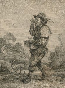 19th Century Etching - Man and Dog in a Landscape