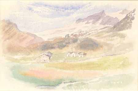P.J. Weir (1862-1943) - 1897 Watercolour, Alpine Landscape