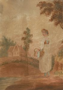 Late 19th Century Watercolour - Young Maiden with Basket