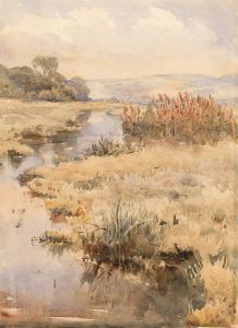 G.M. Scarlett - English School 1892 Watercolour, Lewes Levels