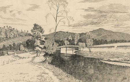 Alexander Blackwood - Late 19th Century Pen and Ink Drawing, River Scene, Stoke