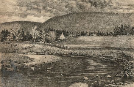 Alexander Blackwood - Late 19th Century Pen and Ink Drawing, River Landscape