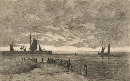 Alexander Blackwood - 1900 Pen and Ink Drawing, Sailing Boats at Sea