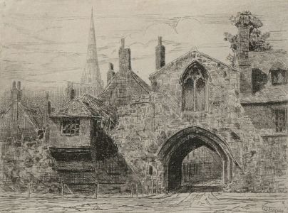 W. Brown - Mid 20th Century Etching, Church Gatehouse
