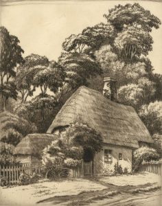 J. Francis Smith -Mid 20th Century Etching, Cottage at Bretforton, Worcestershire