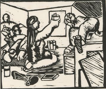 Contemporary Linoprint - The Pad Dwellers