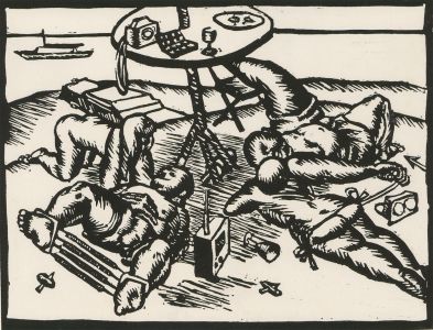 Contemporary Linoprint - The Land of Cockaigne