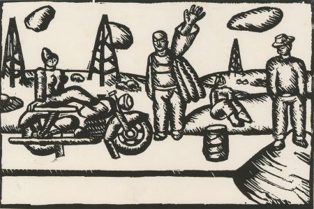 Contemporary Linoprint - The Hedonists