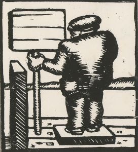 Contemporary Linoprint - From a Pageantry of the Scottish Working Class No.3