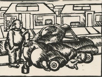 Contemporary Linoprint - The Car