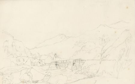 John Christian Schetky - 1820 Graphite Drawing, Near Beddgelert, Wales