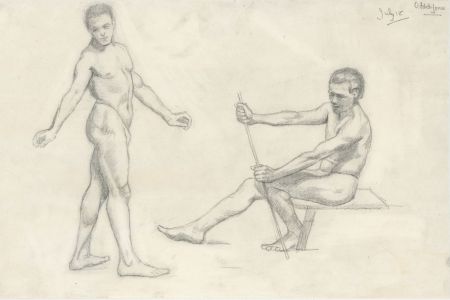 Olive Fitch-Jones - 1918 Graphite Drawing, Male Nude Studies