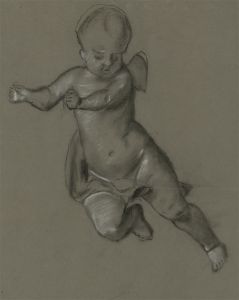 Mid 20th Century Pastel - Study of a Cherub