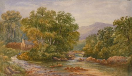 19th Century Watercolour - River Landscape