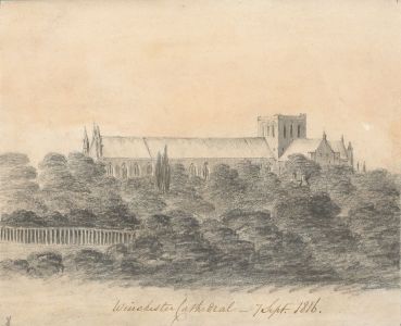 M. S. Jeffs - 1816 Graphite Drawing, Winchester Cathedral