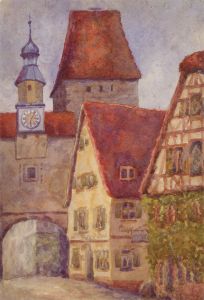 Henry P. Stevens - 1906 Watercolour, The Marcus Tower, Rothenburg