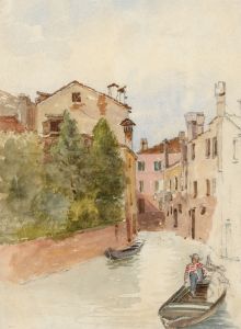 Sarah Alice Doidge - 19th Century Watercolour, Venice Canal Scene