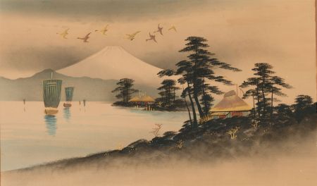 A Pair of Mid 20th Century Mixed Media - Japanese Coastal Landscapes