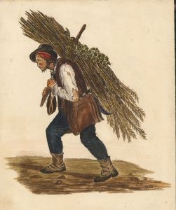 C.C - English School  1886 Watercolour, Study of a Peasant 