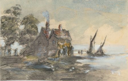 English School Late 19th Century Watercolour - Coastal Landscape with Boats