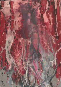 Contemporary India Ink - Abstract Red Marbling