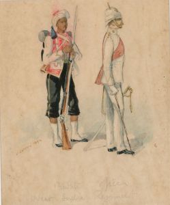 C. Conroy - 1894 Gouache, Private and Officer of the West Indian Regiment