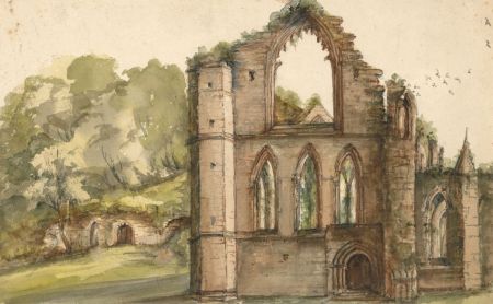 Set of Three Mid 19th Century Watercolour - Fountains Abbey, Yorkshire